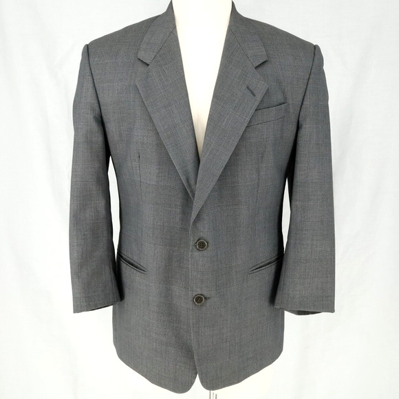 Yves Saint Laurent Sport Coat Mens 42R Gray Plaid Jacket Blazer Dillards Vintage - Picture 1 of 16